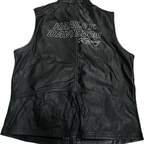 Harley-Davidson Black Leather Motorcycle Vest - Picture 2 of 4